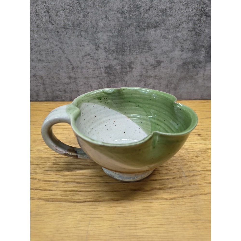 Handmade Studio Pottery Artist Signed Soup Mug Cup Unique Design